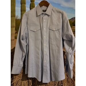 Wyoming Outfitters Mens Pinpoint Oxford Western Button Down Blue Long Sleeve